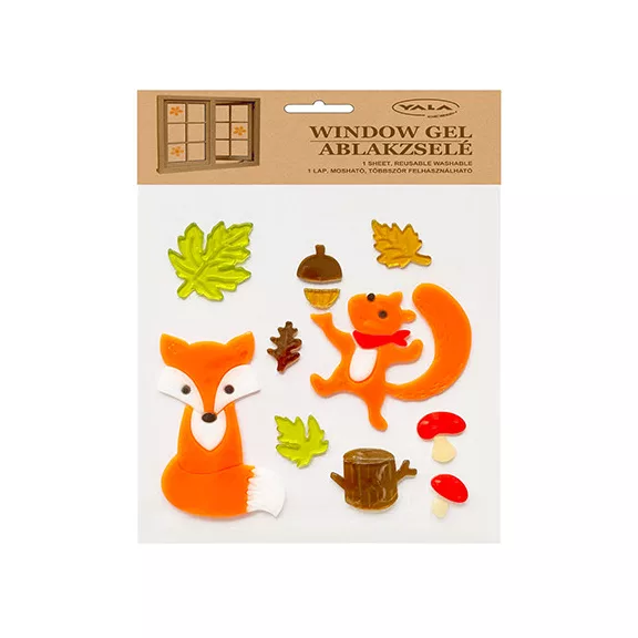 Ablakzselé 25x20 cm róka és mókus
