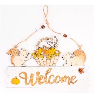 Dekor fa kopogtató Welcome felirattal 22x14 cm