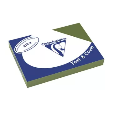   Karton bőrhatású Clairefontaine Text and Cover A/4 270g oliva zöld 100 ív/csomag