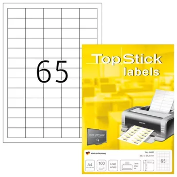   Etikett címke Topstick 38.1x21.2 mm szegéllyel 100 ív 6500 db/doboz