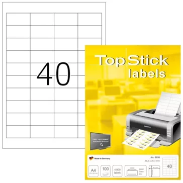   Etikett címke Topstick 48.5x25.4 mm szegéllyel 100 ív 4000 db/csomag