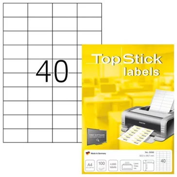   Etikett címke Topstick 52.5x29.7 mm szegéllyel 100 ív 4000 db/doboz
