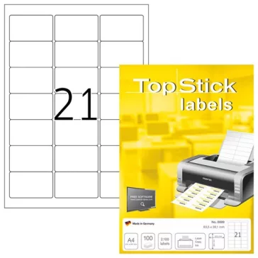   Etikett címke Topstick 63.5x38.1mm szegéllyel 100 ív 2100 db/doboz