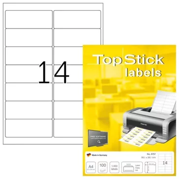   Etikett címke Topstick 99.1x38.1 mm szegéllyel 100 ív 1400 db/doboz