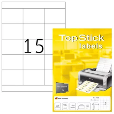   Etikett címke Topstick 70x50.8 mm szegéllyel 100 ív 1500 db/doboz