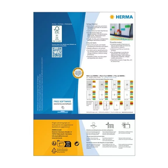 Etikett címke Herma 105x42.3 mm szegély nélküli piros 100 ív 1400 db/doboz