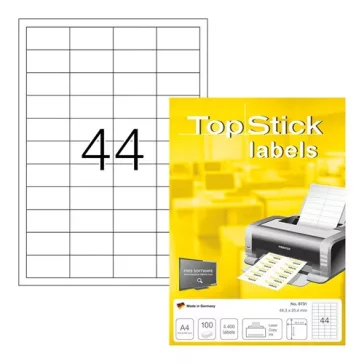   Etikett címke Topstick 48.3x25.4 mm szegéllyel 100 ív 4400 db/doboz