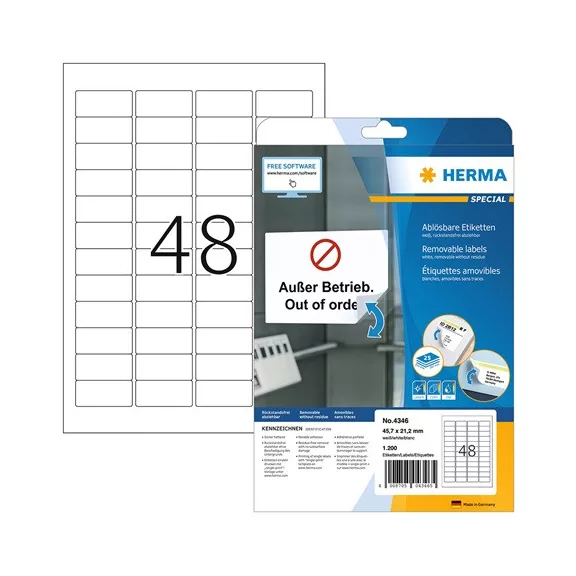 Etikett címke Herma 45.7x21.2 mm szegéllyel visszaszedhető 25 ív 1200 db/csomag Etikett címke Herma 45.7x21.2 mm szegéllyel visszaszedhető 25 ív 1200 db/csomag