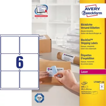   Etikett címke Avery 99,1x93,1 mm nagyfedőképességű fehér
