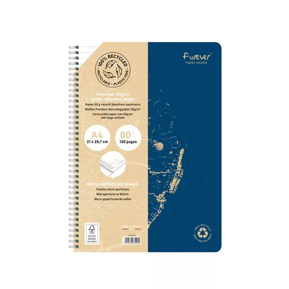 Spirálfüzet Clairefontaine Forever Premium A/4 60 lapos, vonalas