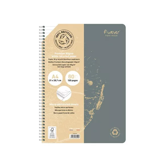 Spirálfüzet Clairefontaine Forever Premium A/4 60 lapos, vonalas