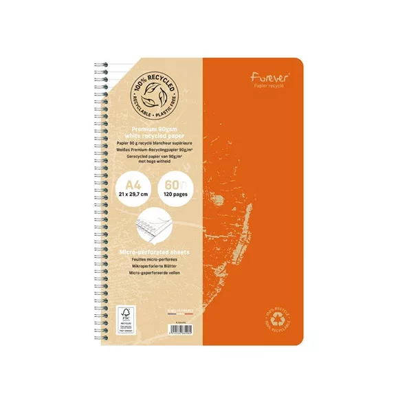 Spirálfüzet Clairefontaine Forever Premium A/4 60 lapos, vonalas