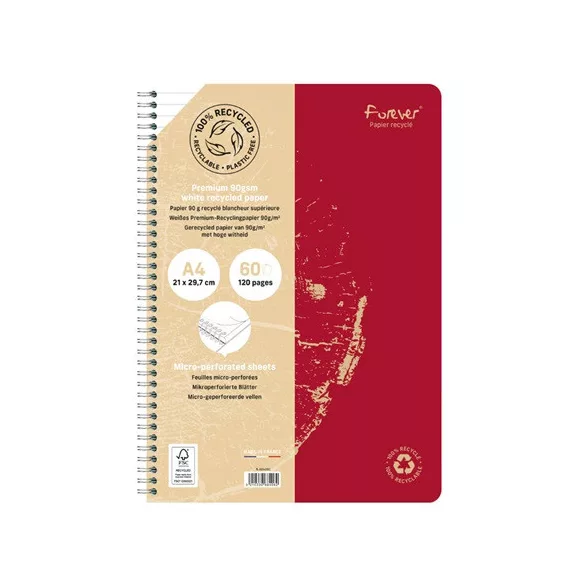 Spirálfüzet Clairefontaine Forever Premium A/4 60 lapos, vonalas