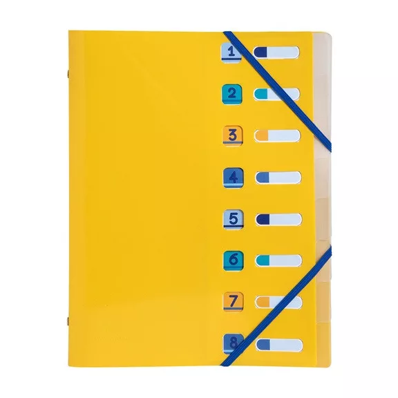 Előrendező Exacompta Bee Blue A/4 8 részes gumis vegyes minták