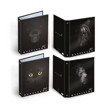   Gyűrűs könyv Pigna Monocromo Black A/4 4 gyűrűs 40 mm gerinccel