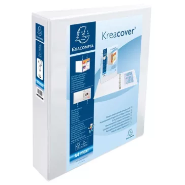   Gyűrűs könyv Exacompta Kreacover A/4 4 gyűrűs 75 mm gerinccel panorámás PVC fehér (50 mm)