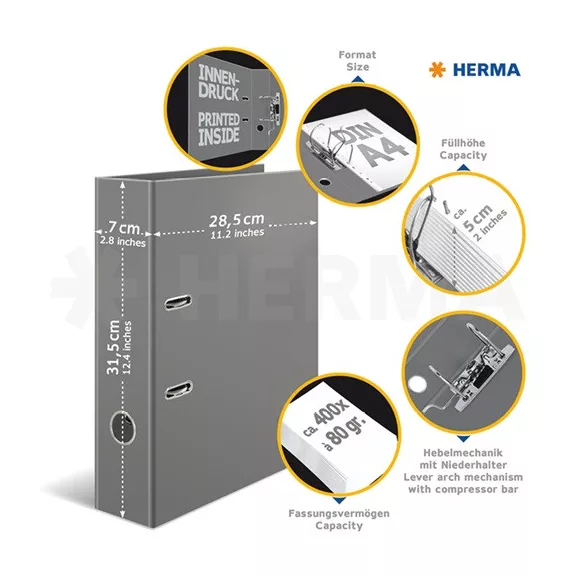 Iratrendező Herma A/4 70 mm gerinccel Fa