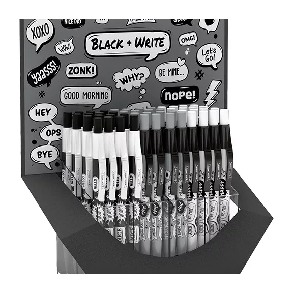 Golyóstoll Ico Black and Write 0,8 mm kék vegyes minták
