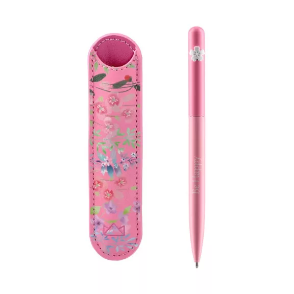 Golyóstoll Burgeon pink 1,0 mm kék tintával, eco bőr tokkal