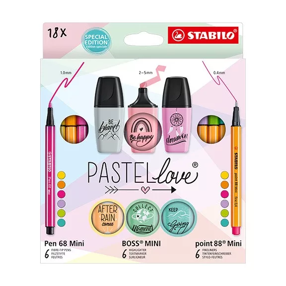 Írószer szett Stabilo Pastellove 18 db-os klt.