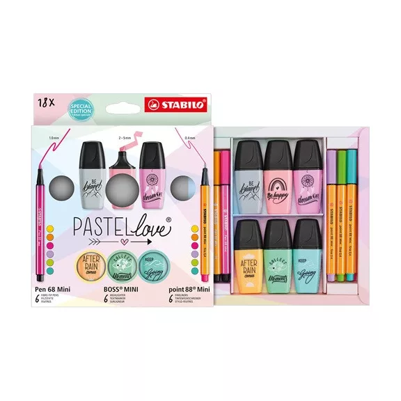 Írószer szett Stabilo Pastellove 18 db-os klt.