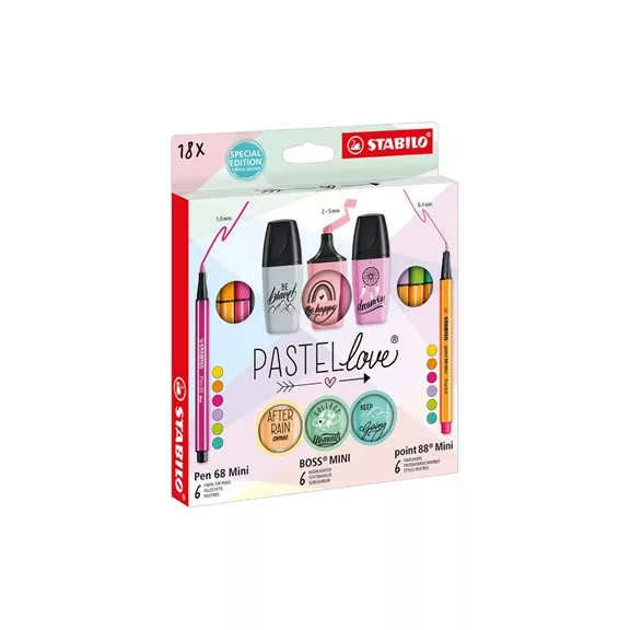 Írószer szett Stabilo Pastellove 18 db-os klt.