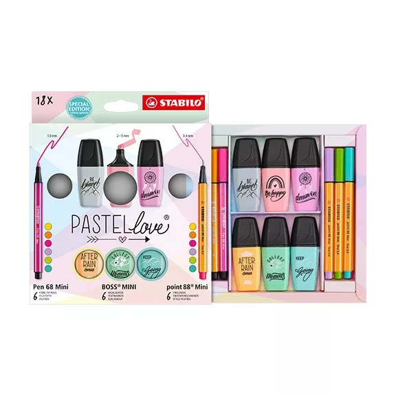 Írószer szett Stabilo Pastellove 18 db-os klt.