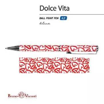   Golyóstoll Bruno Visconti 0,7mm kék, fém test, Dolce Vita - szívek