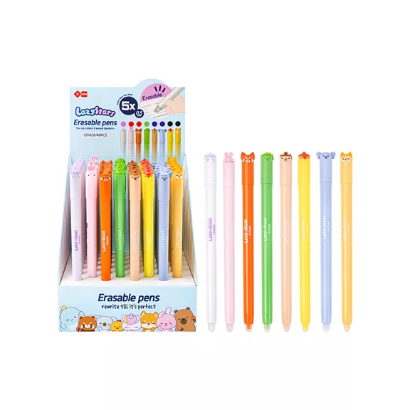 Zselés toll Lazy Stars kupakos 0,5 mm radírozható vegyes színek és minták 48 db/display Zselés toll Lazy Stars kupakos 0,5 mm radírozható vegyes színek és minták 48 db/display