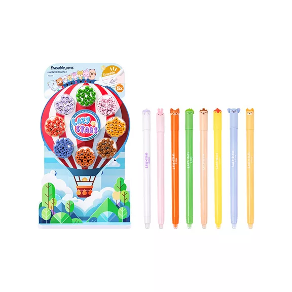 Zselés toll Lazy Stars kupakos 0,5 mm radírozható vegyes színek és minták 192 db/display Zselés toll Lazy Stars kupakos 0,5 mm radírozható vegyes színek és minták 192 db/display