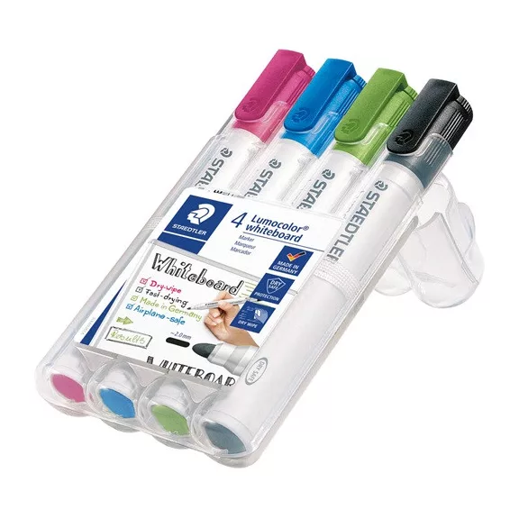 Táblamarker Staedtler Lumocolor kerek 4 db-os klt. (pink, világoskék, világoszöld, fekete) Táblamarker Staedtler Lumocolor kerek 4 db-os klt. (pink, világoskék, világoszöld, fekete)