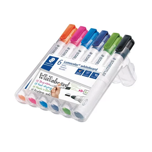 Táblamarker Staedtler Lumocolor kerek 6 db-os klt. (narancs, pink, világoskék, sötétkék, világoszöld, fekete)