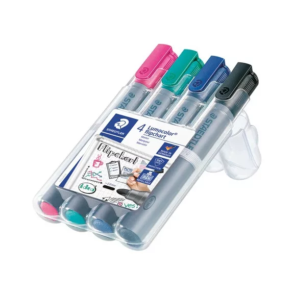 Táblamarker Staedtler Lumocolor flipchart kerek 4 db-os klt. (pink, türkiz, kék, fekete)