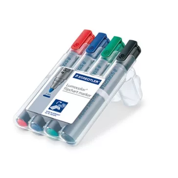   Táblamarker Staedtler Lumocolor flipchart kerek 4 db-os klt. (piros, kék, zöld, fekete)