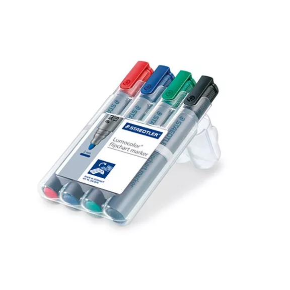Táblamarker Staedtler Lumocolor flipchart kerek 4 db-os klt. (piros, kék, zöld, fekete)