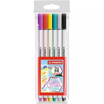   Ecsetfilc Stabilo Pen 68 brush 6 db-os klt. (tengerkék, világoszöld, fűzöld, türkizkék, barna, fekete)