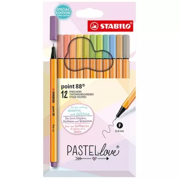 Tűfilc Stabilo Point 88 Pastellove 0,4 mm 12 db-os klt.