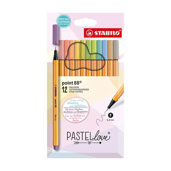 Tűfilc Stabilo Point 88 Pastellove 0,4 mm 12 db-os klt.
