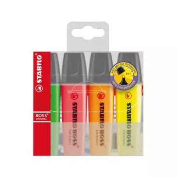   Szövegkiemelő Stabilo Boss Original 4 db-os klt. (zöld, pink, narancssárga, citromsárga)