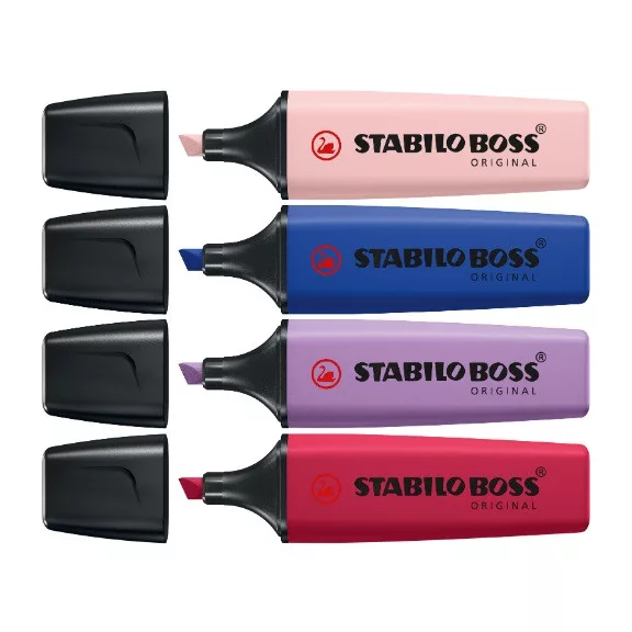 Szövegkiemelő Stabilo Boss Original NatureCOLORS Wildflowers 4 db-os klt.(hajnalpír, utlramarinkék, lila, burgundi)