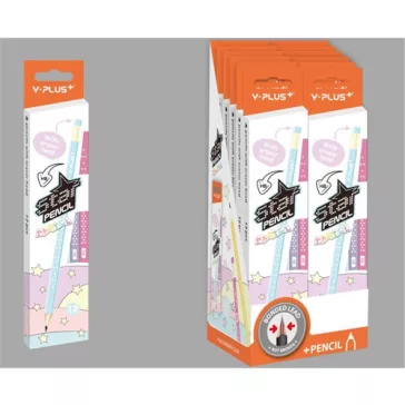   Grafitirón Y-Plus+ Star Pastel HB háromszögletű radíros 12 db/doboz