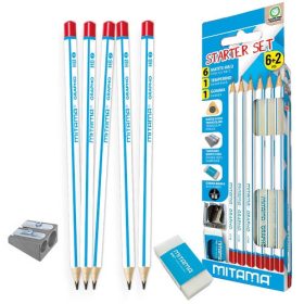   Grafitceruza Mitama, háromszögletű, radírral, 2 lyukú hegyezővel, 6 db-os klt.