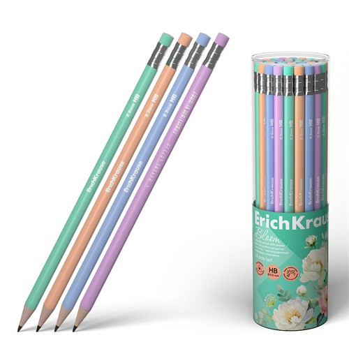 Grafitirón ErichKrause Pastel Bloom HB háromszögletű radírral