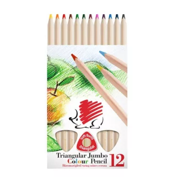   Színes ceruza Ico Süni Jumbo háromszögletű vastag 12 db-os klt. natúr