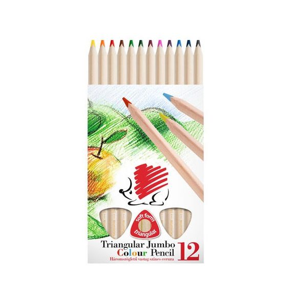 Színes ceruza Ico Süni Jumbo háromszögletű vastag 12 db-os klt. natúr