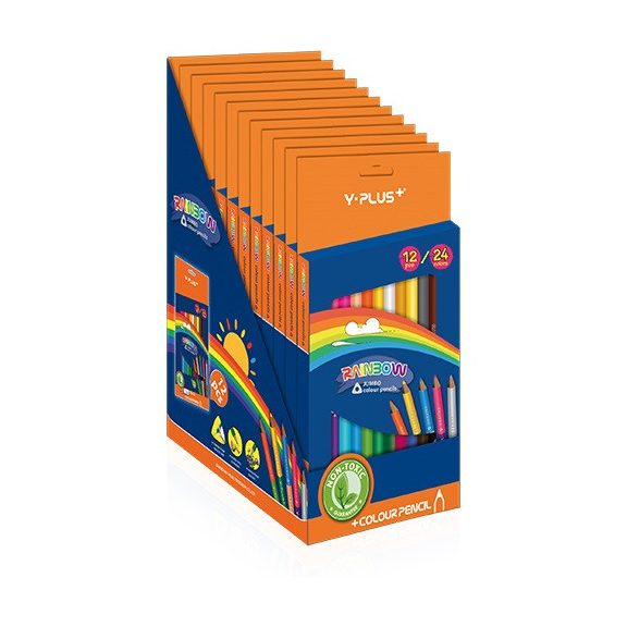 Színes ceruza  Y-Plus+ Rainbow  Jumbo  12 db-os klt. kétvégű, hegyezővel