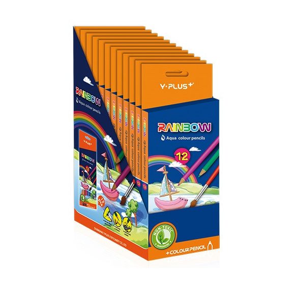 Színes ceruza  Y-Plus+ Rainbow akvarell hegyezővel 12 db-os klt.