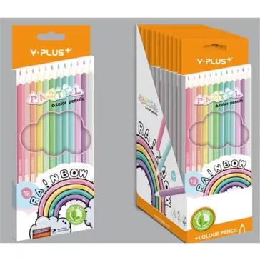 Színes ceruza Y-Plus+ Rainbow Pastel 12 db-os hegyezővel