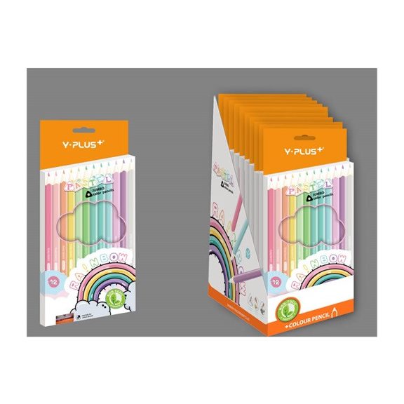 Színes ceruza Y-Plus+ Rainbow Pastel Jumbo 12 db-os hegyezővel