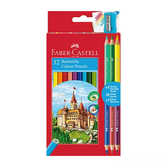 Színes ceruza Faber-Castell 12 db+3 klt. bicolor (120112+3)